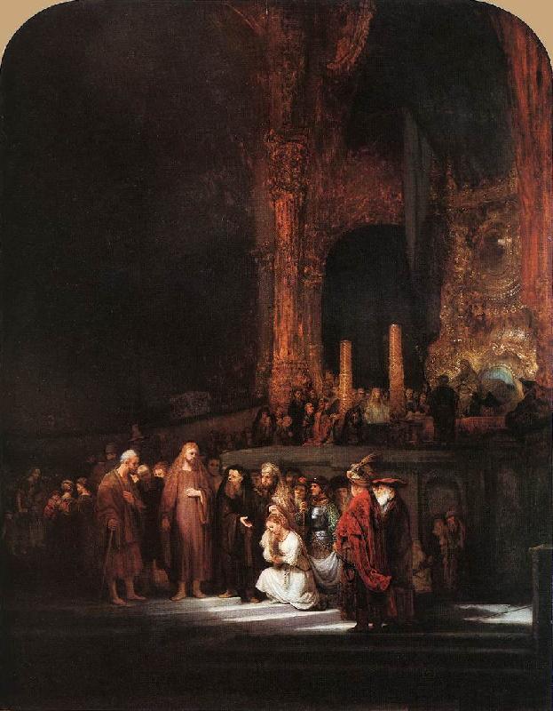 REMBRANDT Harmenszoon van Rijn Christ and the Woman Taken in Adultery